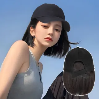韓系一體式短波波頭帽子假髮-自然色(適用各種臉型 小臉 棒球帽 短髮內扣 內彎 整頂 黑棕)