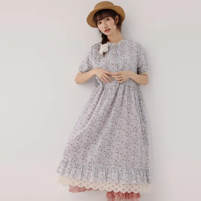 【巴黎精品】女連身裙日系洋裝大尺碼長裙連衣裙A字裙休閒大碼女裝(短袖寬鬆碎花女裙子3色n1ja23)