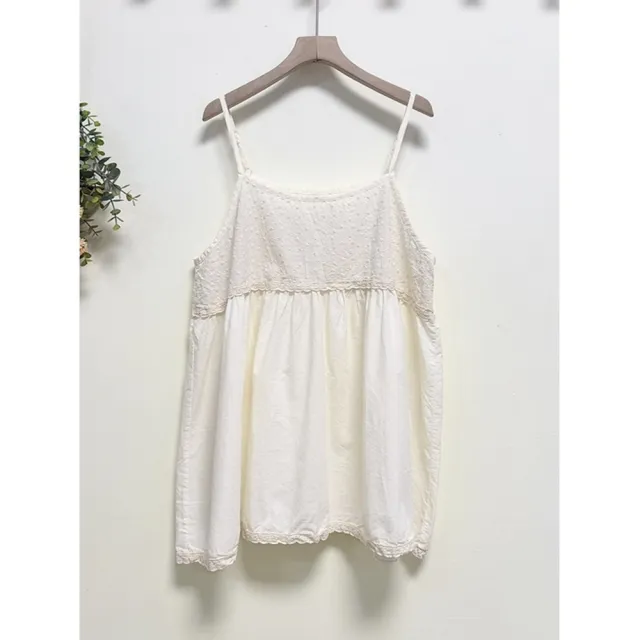 【巴黎精品】細肩帶背心內搭馬甲(森系刺繡拼接花邊女上衣2色n1ja21)