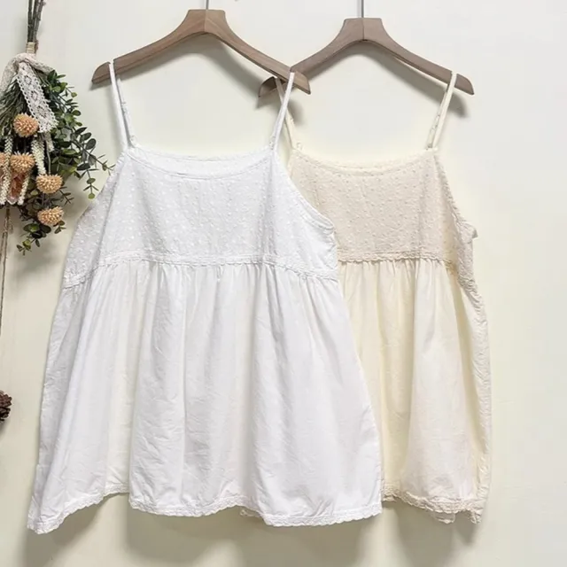 【巴黎精品】細肩帶背心內搭馬甲(森系刺繡拼接花邊女上衣2色n1ja21)