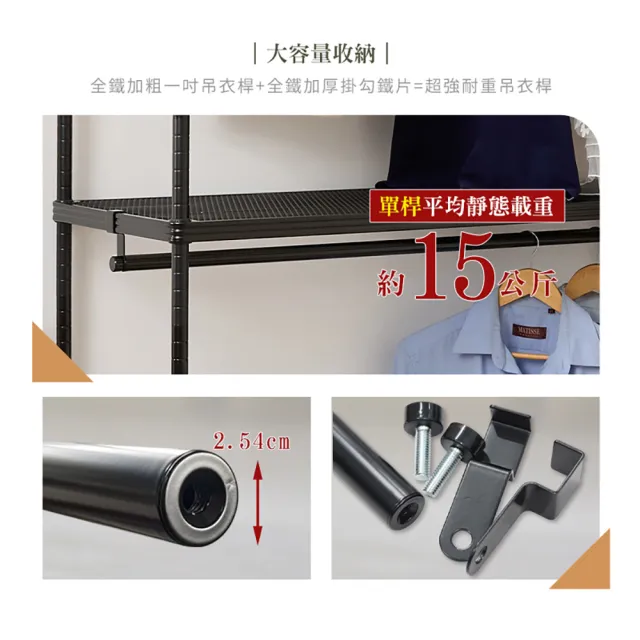 【居家cheaper】菱形網三層雙桿吊衣架組45X120X208CM(層架鐵架 置物架 伺服器架)