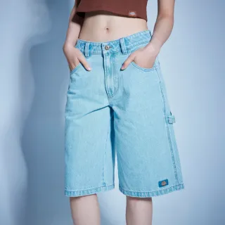 【Dickies】女款復古藍純棉伐木細節設計休閒牛仔短褲｜DK0A87TKC15