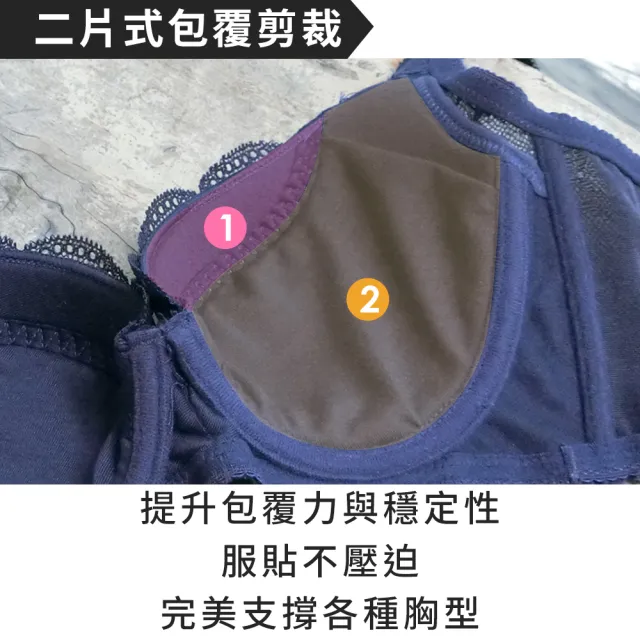 【Daima 黛瑪】現貨出清 機能美波B-E/輕盈薄杯蕾絲內衣/大罩杯/集中/托高/調整型/無副乳/女內衣(藍色)