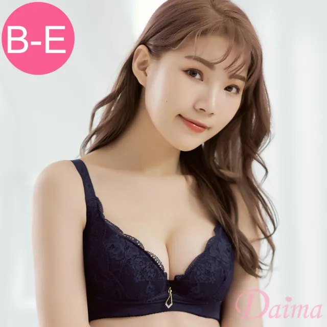【Daima 黛瑪】現貨出清 機能美波B-E/輕盈薄杯蕾絲內衣/大罩杯/集中/托高/調整型/無副乳/女內衣(藍色)