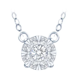 【King Star】八圍一 鉑金台 天然鑽石項鍊 優雅(視覺效果超越1克拉)