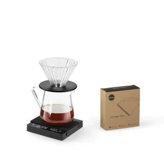 【MHW-3BOMBER】小魔方組合A款(小魔方電子秤2.0/V60濾紙100枚/精靈玻璃濾杯/精靈分享壺-500ml)