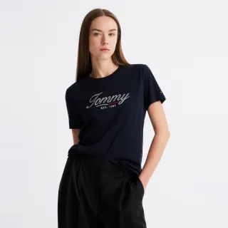 【Tommy Hilfiger】官方旗艦館 手寫風格標誌刺繡 T恤