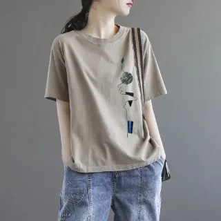 【LANNI 藍尼】★印花圖騰七色任選上衣(女上衣/舒適/圓領/T恤)