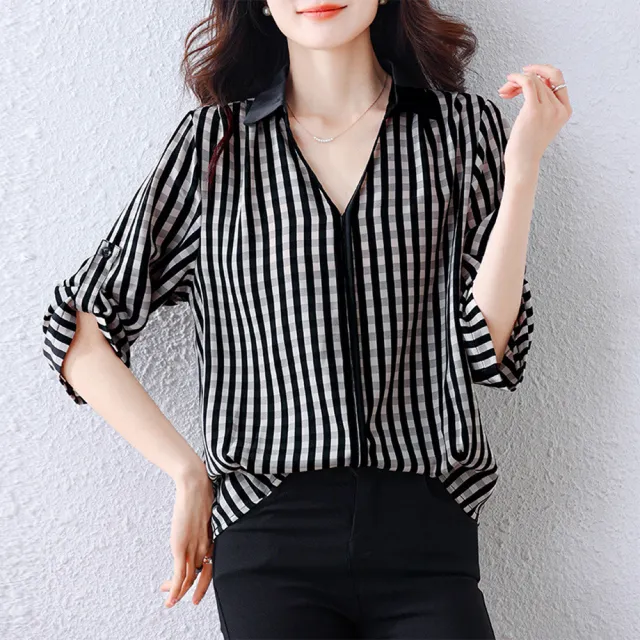 【ALLK 歐楷】新品上架 幾何條紋上衣 圖片色(尺寸L-XXL/中大尺碼/涼爽/透氣)