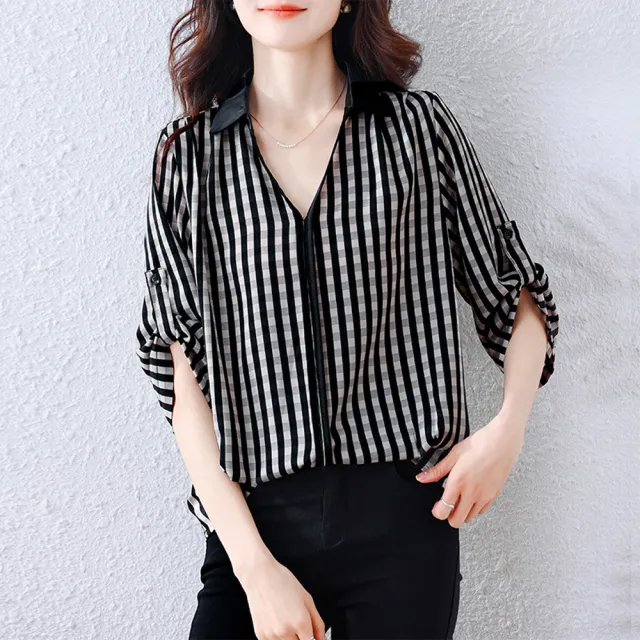 【ALLK 歐楷】新品上架 幾何條紋上衣 圖片色(尺寸L-XXL/中大尺碼/涼爽/透氣)