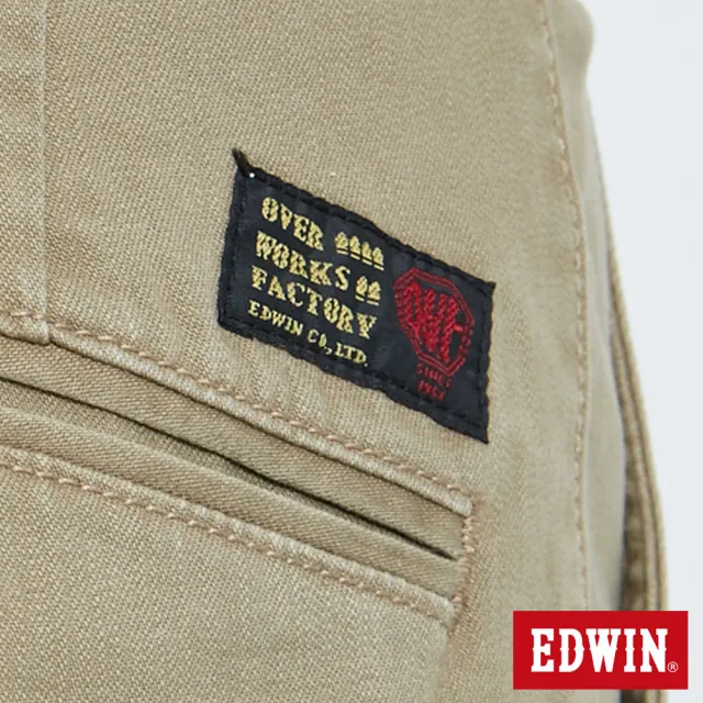 【EDWIN】男裝 基本斜袋休閒短褲(褐色)