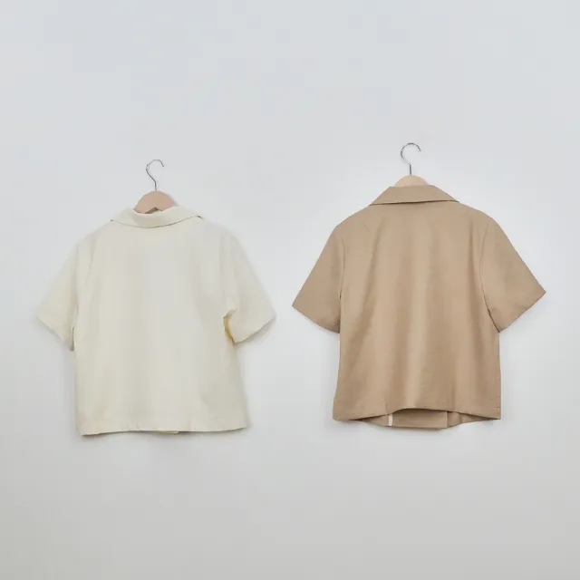 【MASTINA】大領片短版雙排釦短袖外套(卡 米/魅力商品)
