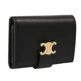 【CELINE】VICTOIRE 凱旋門 柔軟牛皮 黝黑色 三摺精緻錢包( 10M963GHH38NO)