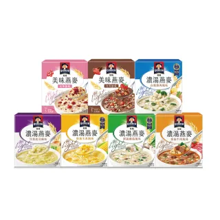 【QUAKER 桂格】濃湯燕麥口味任選3入組(鮮蔬蘑菇/奶油玉米/白醬雞肉/洋蔥起司/番茄牛肉/水果優格/可可鮮莓)