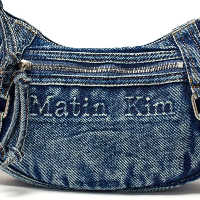 【MATIN KIM】官方旗艦 MATIN水洗丹寧半月包 流浪包(藍色)