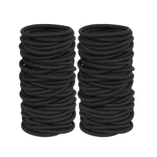 日常4mm強彈力棉繩粗髮圈-100條裝(粗黑 綁馬尾 髮束 綁頭髮 髮繩 橡皮筋 髮飾)