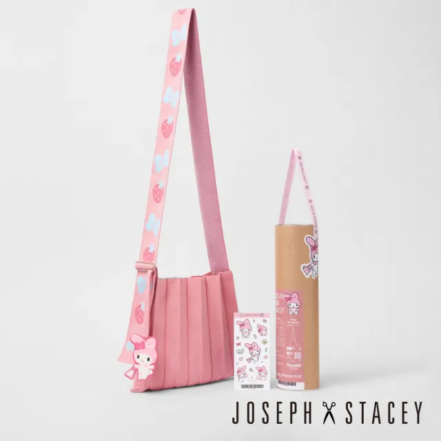 【JOSEPH AND STACEY】官方直營三麗鷗聯名羽翼斜背百褶包(美樂蒂櫻花粉/JS百褶包/SANRIO/uniarts)