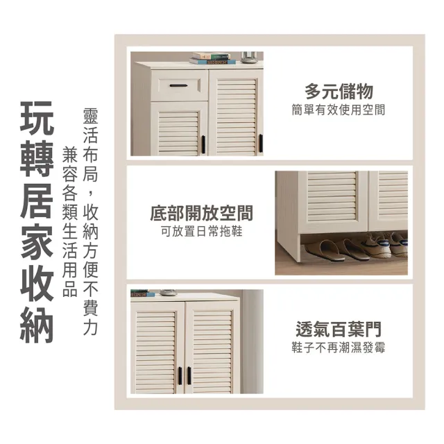 【ASSARI】4尺防火防潮全鋁百葉三門左抽鞋櫃(寬120x深37x高118cm)