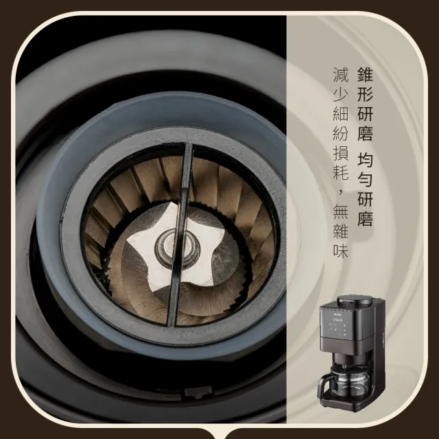 【KINYO】全自動美式錐刀研磨咖啡機(豆/粉兩用 1-4杯咖啡容量 CMH-8250)
