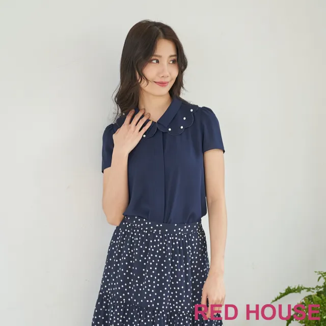 【RED HOUSE 蕾赫斯】甜美花瓣雙層領襯衫(共2色)