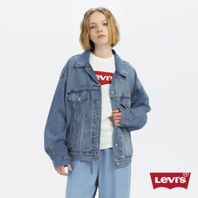 【LEVIS】女款 90年寬鬆版牛仔外套/寬袖設計/天絲棉/精工中藍染水洗 熱賣單品