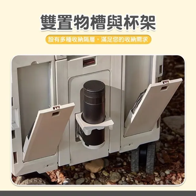 【Zhuyin】頂級100L 可側開 折疊收納手推車 可平拉 杯架 萬象4輪款(手推車 買菜車 菜籃車 收納箱 置物車)