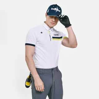【LE COQ SPORTIF 公雞】高爾夫系列 男款白色網眼材質3D立體剪裁親膚舒適短袖POLO衫 QGV2J008