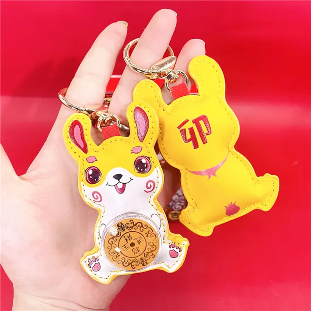 【三省堂】時來運轉招財兔鑰匙圈x5入(黃色/開運兔鑰匙圈 鑰匙扣 掛件 掛飾 擺件)