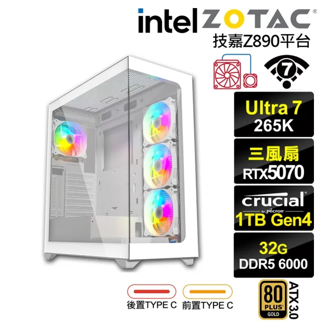 【NVIDIA】U7廿核GeForce RTX 5070{松雀鷹L3AC}水冷電競電腦(U7 265K/技嘉Z890/32G D5/1TB/WIFI)