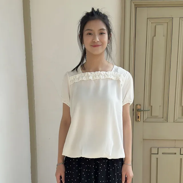 【Hana Mokuba】花木馬日系女裝珍珠花邊泡袖上衣(造型上衣)