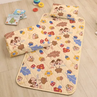 【戀家小舖】台灣製-卡通正版授權兒童睡墊三件組(橡子花園 -奇奇蒂蒂)