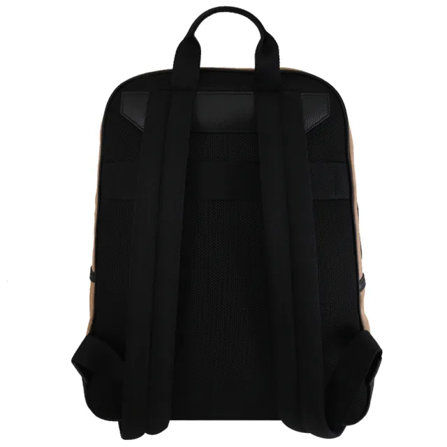 【BALLY】簡約燙印LOGO帆布大旅用包商務包後背包(卡其)