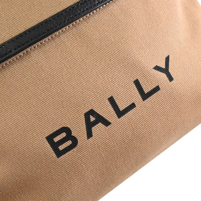 【BALLY】簡約燙印LOGO帆布大旅用包商務包後背包(卡其)
