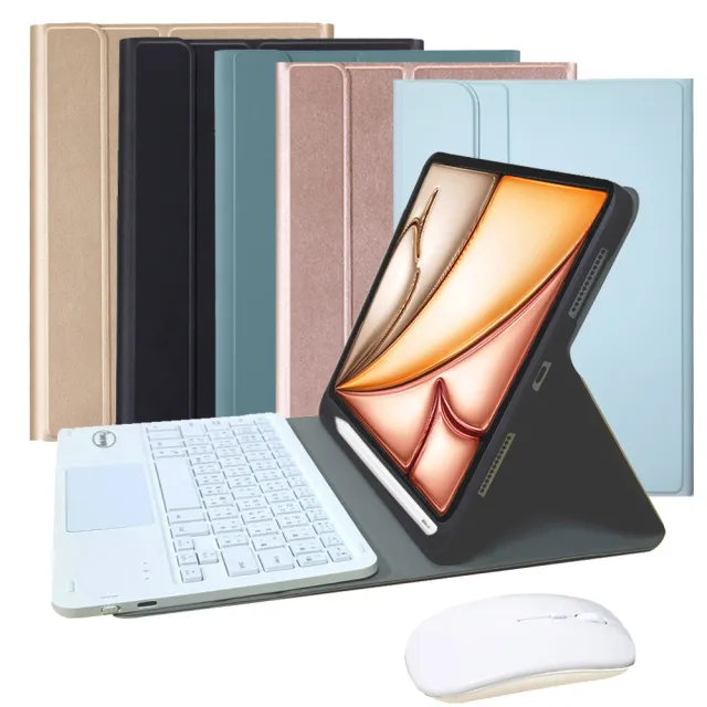 Powerway For 2025 iPad Air 11吋 -M3/ 2024 -M2平板專用樂控型藍牙鍵盤-皮套(送同色無線滑鼠)