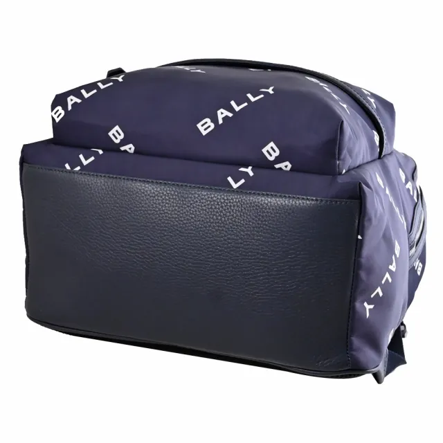 【BALLY】經典LOGO印花尼龍拼接大旅用包商務包後背包(深藍)