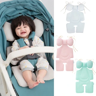 【air cossi】超透氣抗菌天絲坐墊_嬰兒推車枕頭(推車涼墊/推車/汽座坐墊 頭頸支撐款4m-3y-綁帶款-多色可選)