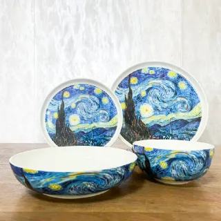 【Royal Duke】梵谷油畫-星空骨瓷餐具4入禮盒組☆(入厝禮 禮贈品 禮盒 骨瓷 瓷器 餐具)