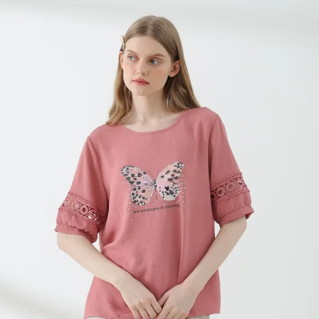 YASA 日系彩繪雲彩棉蕾絲上衣