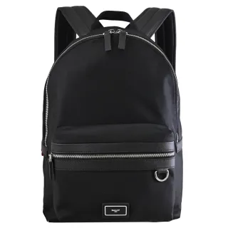 【BALLY】簡約品牌LOGO厚尼龍前口袋手提旅用包後背包(黑 大款)