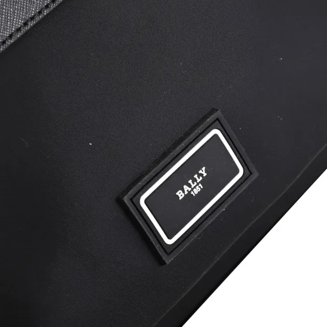 【BALLY】簡約品牌LOGO厚尼龍前口袋手提旅用包後背包(黑 大款)