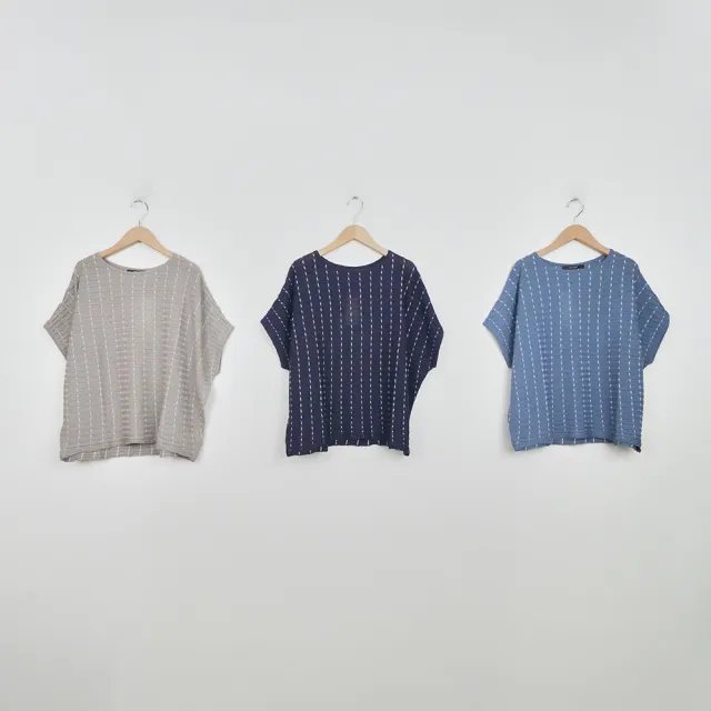 【MASTINA】虛線流動休閒針織衫(藍 深藍 卡/魅力商品)