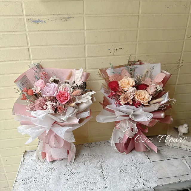 【喜滋滋】復古油畫風永生花花束(情人節花束/生日禮物/告白花束/週年紀念/畢業花束/520)