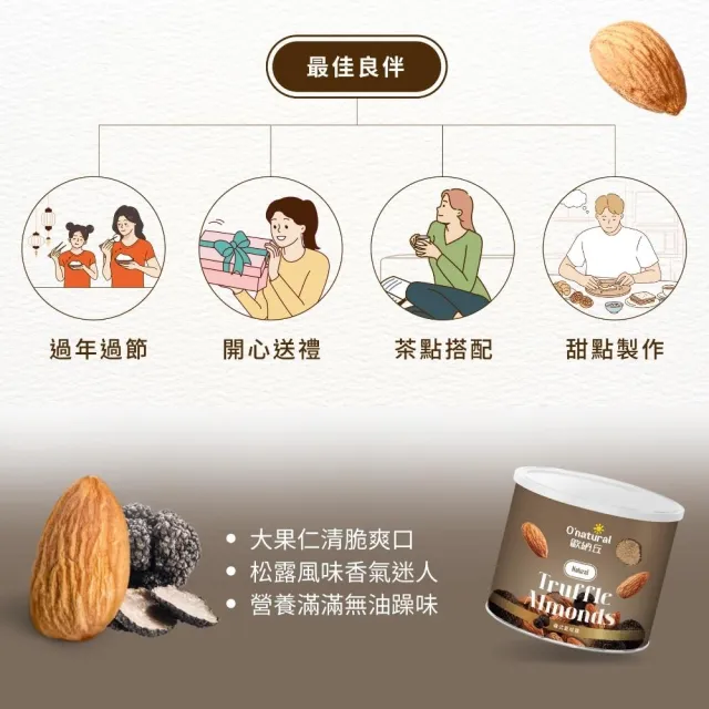 【O’natural 歐納丘】松露杏仁果150g*2罐