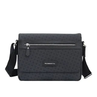 【Roberta Colum】交換禮物 諾貝達百貨專櫃 男仕側背包 橫式翻蓋(8906黑色)
