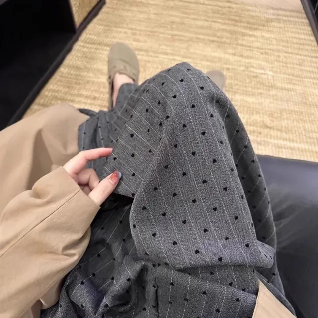 【米蘭精品】現貨+預購 寬管褲休閒長褲(圓心寬鬆拖地西裝褲春秋女褲子2色t1km29)
