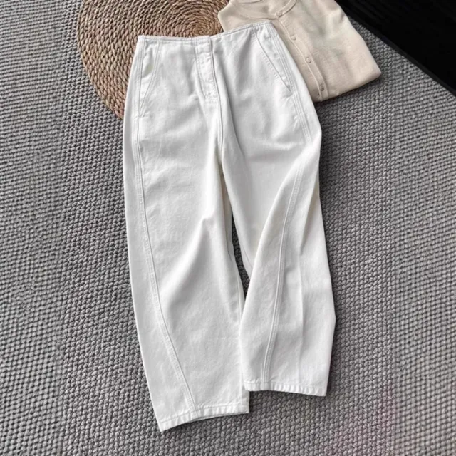 【米蘭精品】現貨+預購 高腰寬管褲牛仔長褲大碼寬褲直筒褲裙傘兵褲休閒女裝(牛仔垂感九分女褲子t1km76)