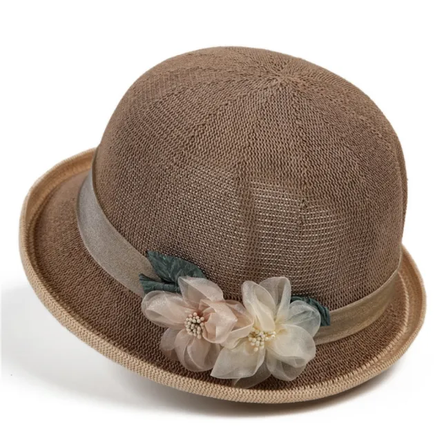 【紐約精品】現貨+預購 渡假大草帽遮陽帽編織草帽編織帽防紫外線抗UV(捲邊小花禮帽女帽子6色a1jg43)