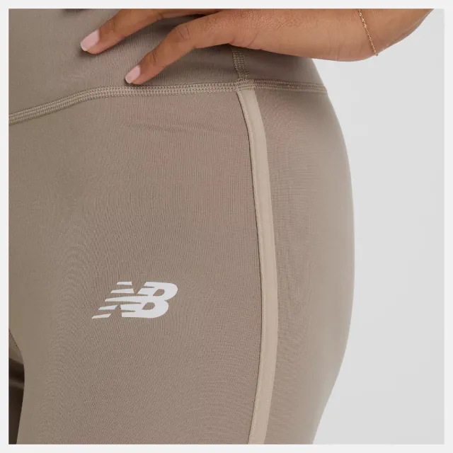 【NEW BALANCE】NB 緊身長褲 女 運動褲 瑜珈 米灰 WP51185DOK