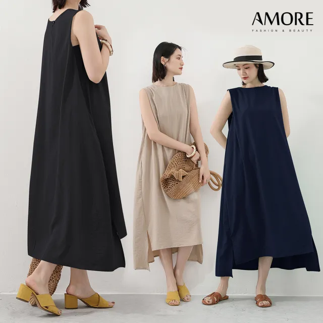 【Amore】日系優雅氣質多色長版洋裝10款 無袖洋裝 顯瘦洋裝(氣質長裙 輕鬆穿出好身型)
