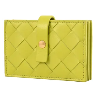 【BOTTEGA VENETA 寶緹嘉】經典手工編織風琴式信用卡名片夾隨身卡(黃綠)